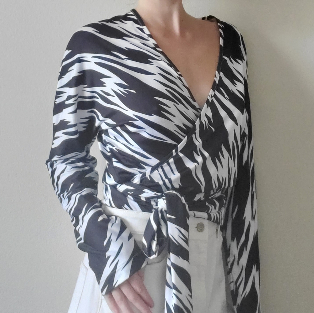 Saks Potts Zebra Print Wrap Top